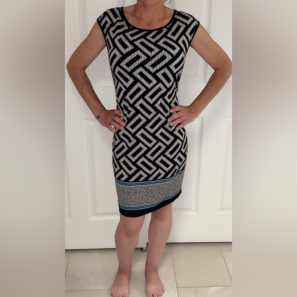 Studio M Black and White Geometric Mini Dress